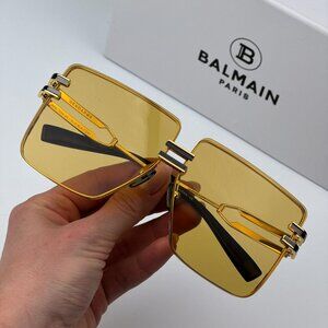 Balmain GENDARME BPS-109A-66 Women BRAND NEW Sunglasses Titanium Gold Black